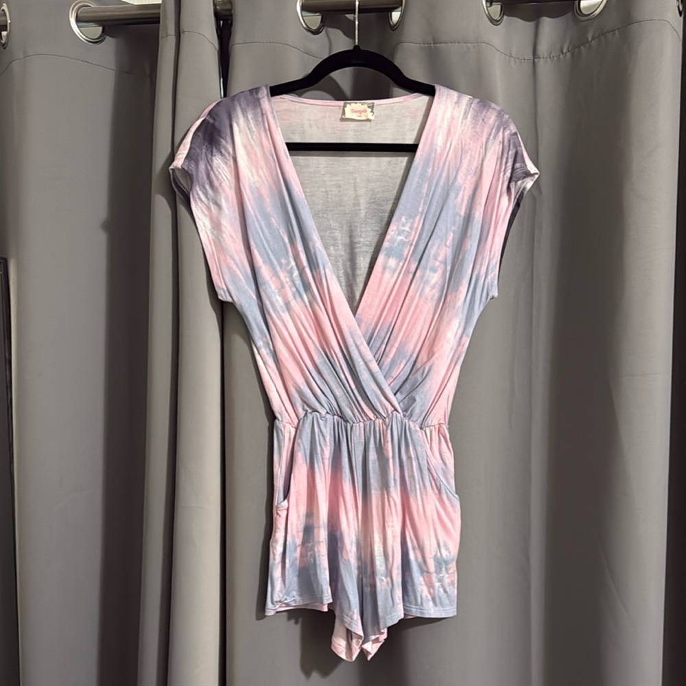 Pink and Blue Tie-Dye Romper